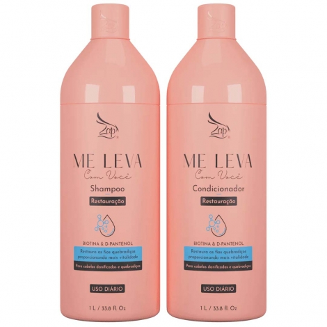Kit Shampoo E Condicionador Zap Me Leva Com Voce Biotina  Pantenol 1L