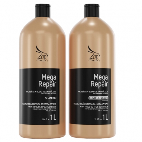 Kit Shampoo E Condicionador Zap Mega Repair Reeconstrucao 1L