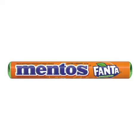 Bala Fanta Laranja Mentos Pacote 37,5g 14 Unidades