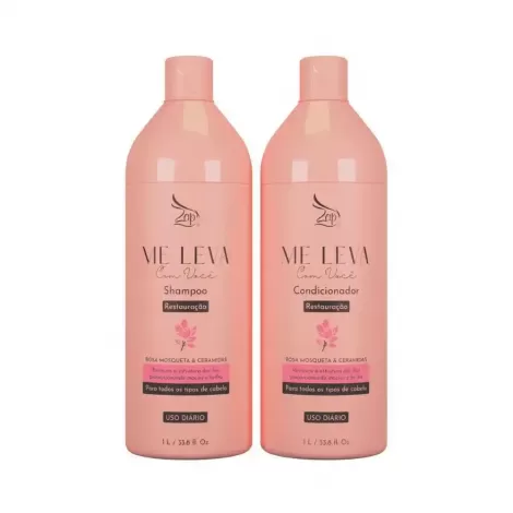 Kit Shampoo E Condicionador Zap Me Leva Com Voce Rosa Mosqueta  Ceramidas 1L